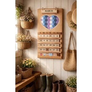 Vintage Wooden Perpetual Calendar | Wall Calendar | Cottage | Farmhouse Decor